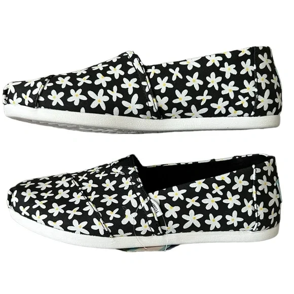 TOMS Alpargata Cloudbound Black Sun Daisies Slip on Shoes (6) - Picture 4 of 10
